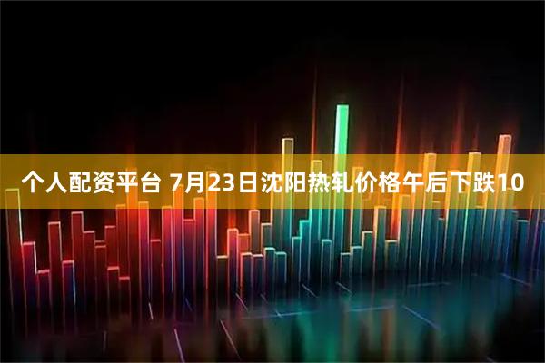 个人配资平台 7月23日沈阳热轧价格午后下跌10