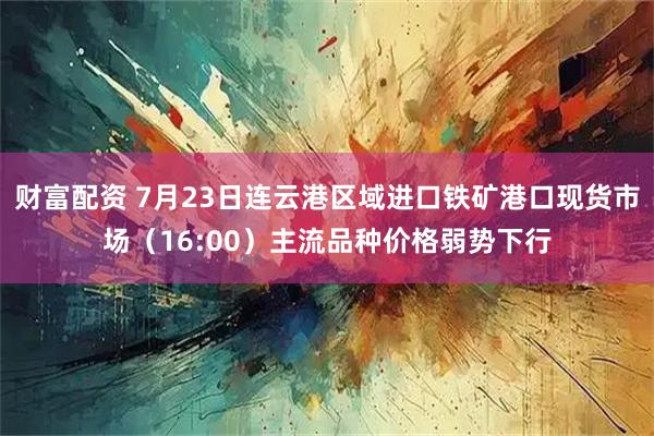财富配资 7月23日连云港区域进口铁矿港口现货市场（16:00）主流品种价格弱势下行